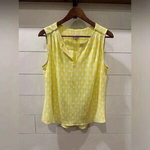 Pixley Bright Yellow Geometric Tank Blouse- medium